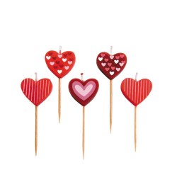 Velas corazon 5 unds.